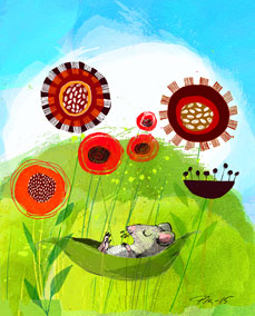 Nukkuva hiiri. <em>Tilauskoodi: silityskuva-11. Koko: 13 x 13 cm</em>