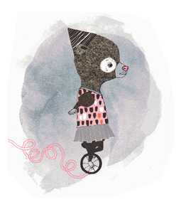 Nalle ja pyörä. <em>Tilauskoodi: silityskuva-18. 9,5 x 11 cm</em>